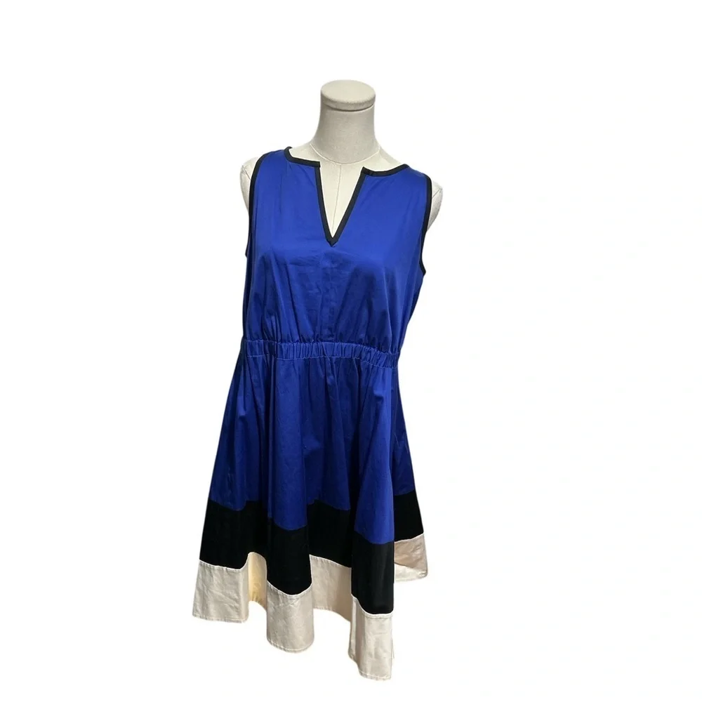 Kate Spade Cobalt Blue Colorblock Dress Sleeveless Fit Flare Size 4